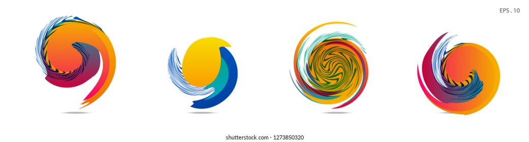 Collection of modern abstract graphic elements. Vortex vector background. Templates for logo design, leaflets or presentations. Vector illustration
