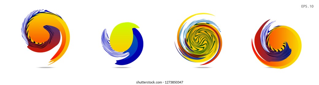 Collection of modern abstract graphic elements. Vortex vector background. Templates for logo design, leaflets or presentations. Vector illustration