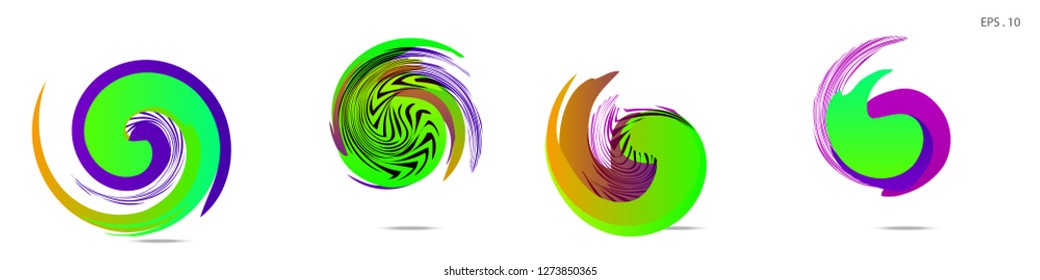 Collection of modern abstract graphic elements. Vortex vector background. Templates for logo design, leaflets or presentations. Vector illustration