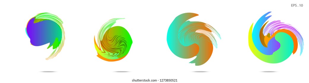Collection of modern abstract graphic elements. Vortex vector background. Templates for logo design, leaflets or presentations. Vector illustration