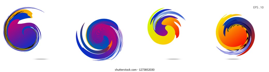 Collection of modern abstract graphic elements. Vortex vector background. Templates for logo design, leaflets or presentations. Vector illustration