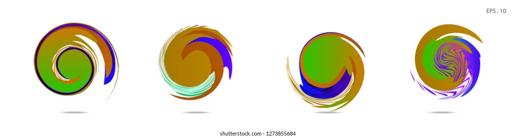 Collection of modern abstract graphic elements. Vortex vector background. Templates for logo design, leaflets or presentations. Vector illustration