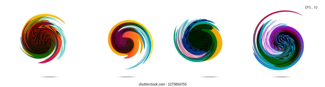Collection of modern abstract graphic elements. Vortex vector background. Templates for logo design, leaflets or presentations. Vector illustration