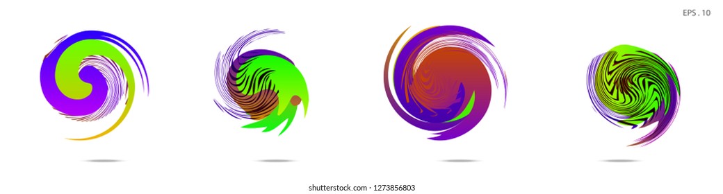 Collection of modern abstract graphic elements. Vortex vector background. Templates for logo design, leaflets or presentations. Vector illustration