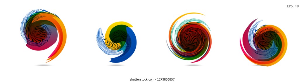 Collection of modern abstract graphic elements. Vortex vector background. Templates for logo design, leaflets or presentations. Vector illustration