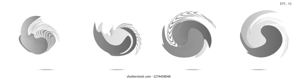 Collection of modern abstract graphic elements. Vortex vector background. Templates for logo design, leaflets or presentations. Vector illustration