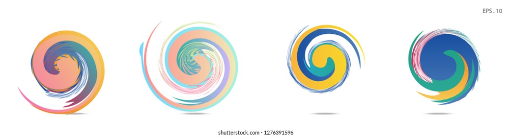 Collection of modern abstract graphic elements. Vortex vector background. Templates for logo design, leaflets or presentations. Vector illustration