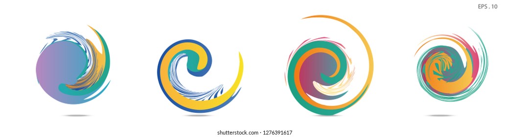 Collection of modern abstract graphic elements. Vortex vector background. Templates for logo design, leaflets or presentations. Vector illustration