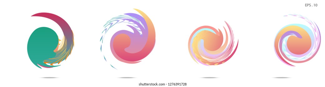 Collection of modern abstract graphic elements. Vortex vector background. Templates for logo design, leaflets or presentations. Vector illustration