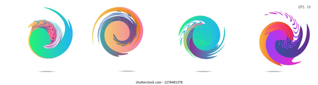 Collection of modern abstract graphic elements. Vortex vector background. Templates for logo design, leaflets or presentations. Vector illustration