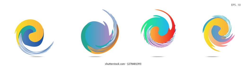 Collection of modern abstract graphic elements. Vortex vector background. Templates for logo design, leaflets or presentations. Vector illustration