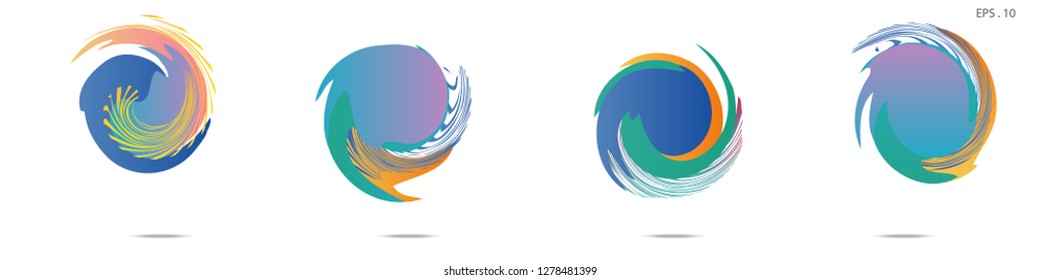 Collection of modern abstract graphic elements. Vortex vector background. Templates for logo design, leaflets or presentations. Vector illustration