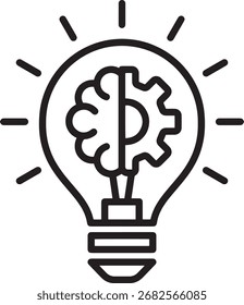 Eine Sammlung moderner, abstrakter Symbole, die verschiedene Aspekte von Innovation, Kreativität und technologischem Fortschritt darstellen.
