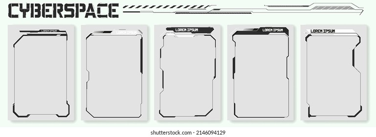 Colección de afiches abstractos modernos. En estilo ácido. Elementos de diseño retro futurista, cuadrícula de perspectiva, túnel, círculo. Estilo retro ciberpunk negro y blanco. Plantillas de diseño de cuadros de información futuristas.