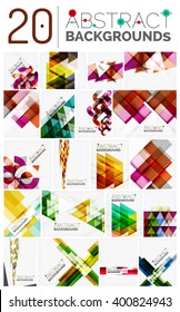 Collection of modern abstract square, triangle and line design vector backgrounds