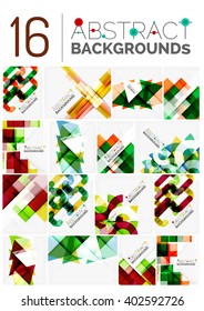 Collection of modern abstract square, triangle and line design vector backgrounds