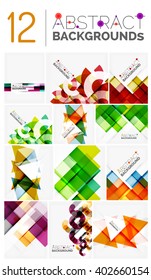 Collection of modern abstract square, triangle and line design vector backgrounds