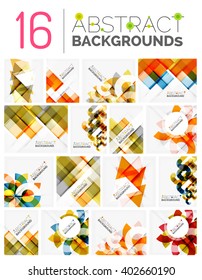 Collection of modern abstract square, triangle and line design vector backgrounds