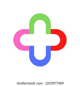Collection of modern abstract symbols with plus sign