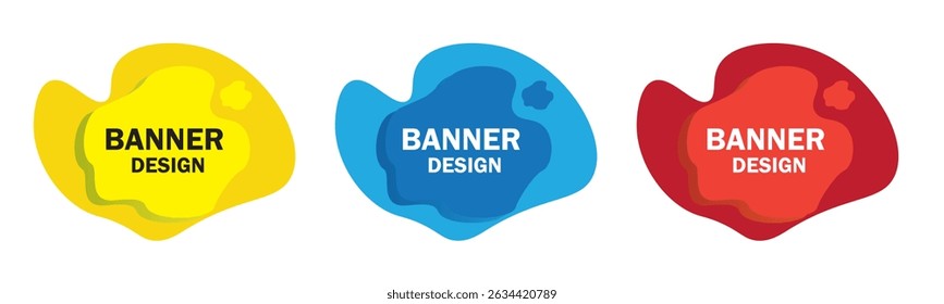 Collection of modern abstract vector banners with geometric and curvy liquid forms. Ideal for minimal design templates, badges highlights.