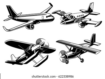 collection of modern airplane