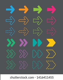 Collection of modern arrows in flat design style Vector. Web design icon arrow points
