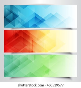 Colección de banners modernos con diseño abstracto de baja polilla