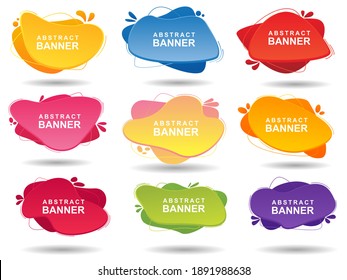 Collection of modern banners with flowing fluid shapes isolated on white background. Template for logo design, flyer or presentation. Vector illustration