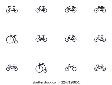 Collection of modern bike outline icons. Set of modern illustrations for mobile apps, web sites, flyers, banners etc isolated on white background. Premium quality signs.  