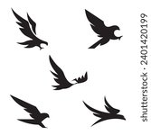Collection of modern bird logos. Eagle silhouette logo