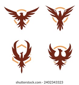 Collection of modern bird logos. Phoenix bird logo. Bird badge logo