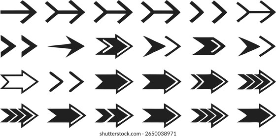 Collection of modern black arrows directional icons