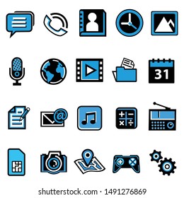 a collection of modern blue mobile icons
