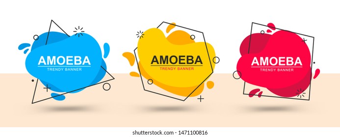 Collection of modern bright banners of different colors. Vector banners in the style of memphis. Template ready for use in web or print design.
