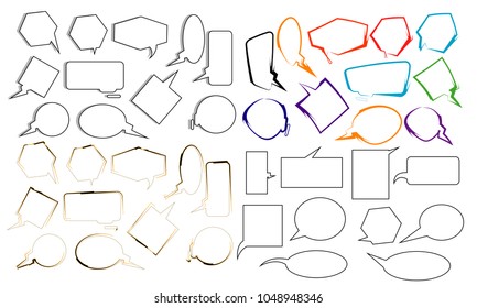 collection of modern bubble speech quote box balloon talk illustration vector