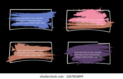 collection of modern bubble speech quote box balloon talk with abstract colorful grunge splash paint watercolor vector