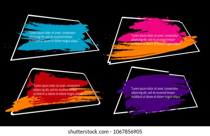 collection of modern bubble speech quote box balloon talk with abstract colorful grunge splash paint watercolor vector