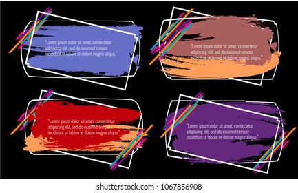collection of modern bubble speech quote box balloon talk with abstract colorful grunge splash paint watercolor vector