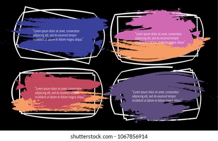 collection of modern bubble speech quote box balloon talk with abstract colorful grunge splash paint watercolor vector