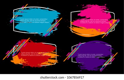 collection of modern bubble speech quote box balloon talk with abstract colorful grunge splash paint watercolor vector