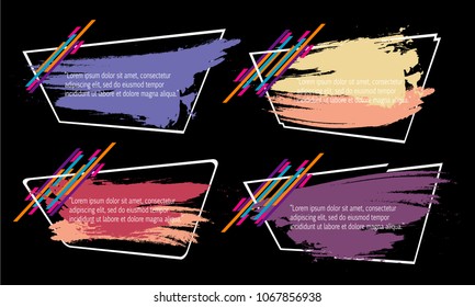 collection of modern bubble speech quote box balloon talk with abstract colorful grunge splash paint watercolor vector