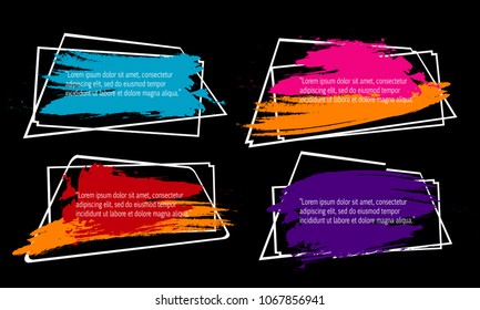 collection of modern bubble speech quote box balloon talk with abstract colorful grunge splash paint watercolor vector