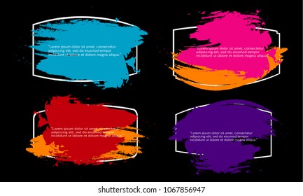 collection of modern bubble speech quote box balloon talk with abstract colorful grunge splash paint watercolor vector