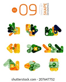 Collection of modern business infographic templates made of abstract geometric shapes. Option banners mega set