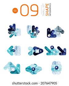 Collection of modern business infographic templates made of abstract geometric shapes. Option banners mega set