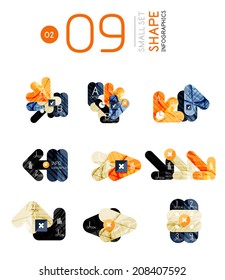 Collection of modern business infographic templates made of abstract geometric shapes. Option banners mega set