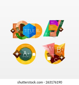 Collection of modern business infographic templates made of abstract geometric shapes. Option banners set