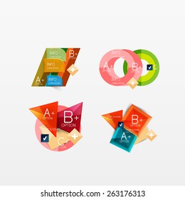 Collection of modern business infographic templates made of abstract geometric shapes. Option banners set