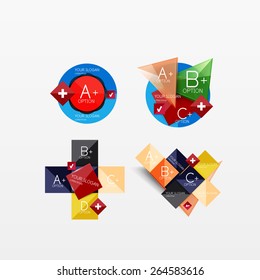 Collection of modern business infographic templates made of abstract geometric shapes. Option banners set