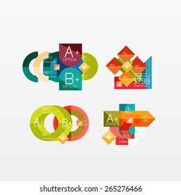 Collection of modern business infographic templates made of abstract geometric shapes. Option banners set